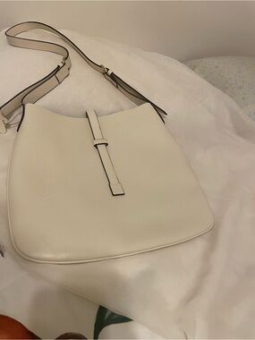 co-lab Women's Cream Crossbody Shoulder Bag - Minimal Leather Design